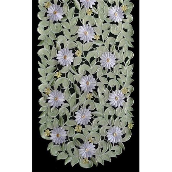 Sinobrite Sinobrite H7667-G Green Daisy Oval Runner; 16 x 54 in. H7667/G(16x54)